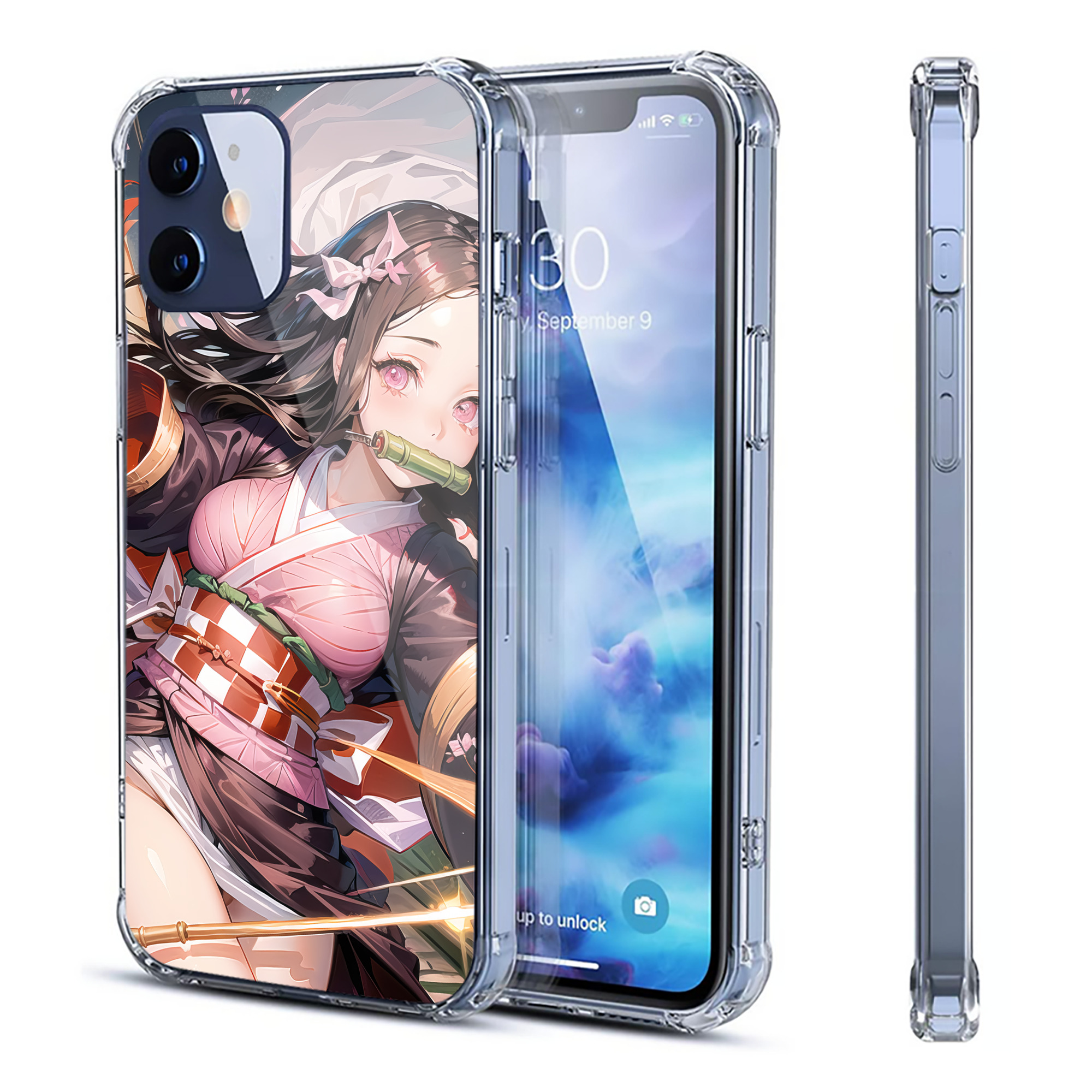 （画像用） 鬼滅の刃（きめつのやいば）竈門 禰󠄀豆子／かまど ねずこ Kamado Nezuko 【iPhone 12シリーズ対応】透明スマホケース（クリアソフトケース）